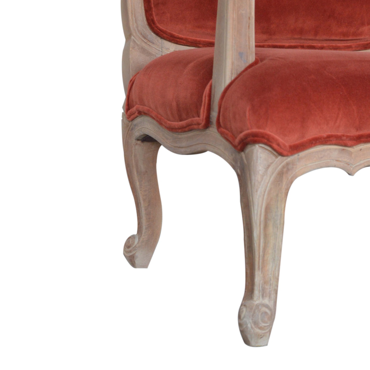 Brick Red Velvet French Style Chair - Image 6