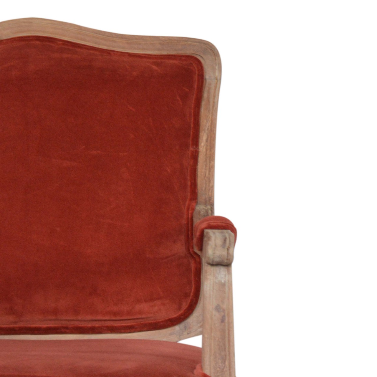 Brick Red Velvet French Style Chair - Image 7
