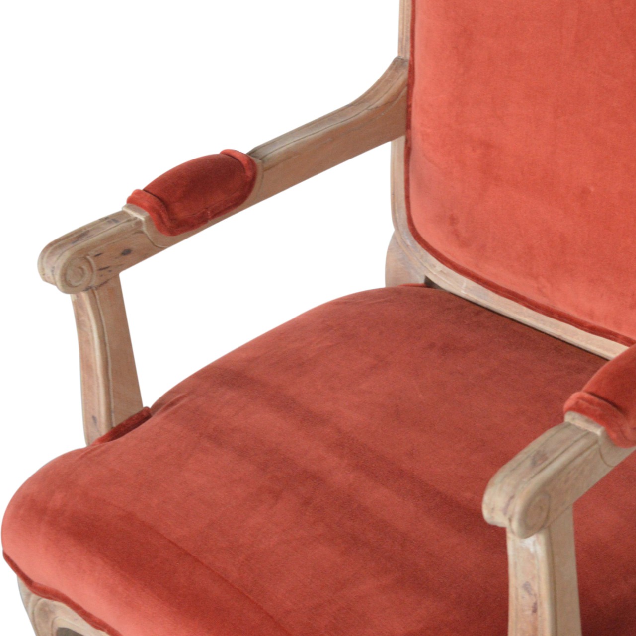 Brick Red Velvet French Style Chair - Image 8