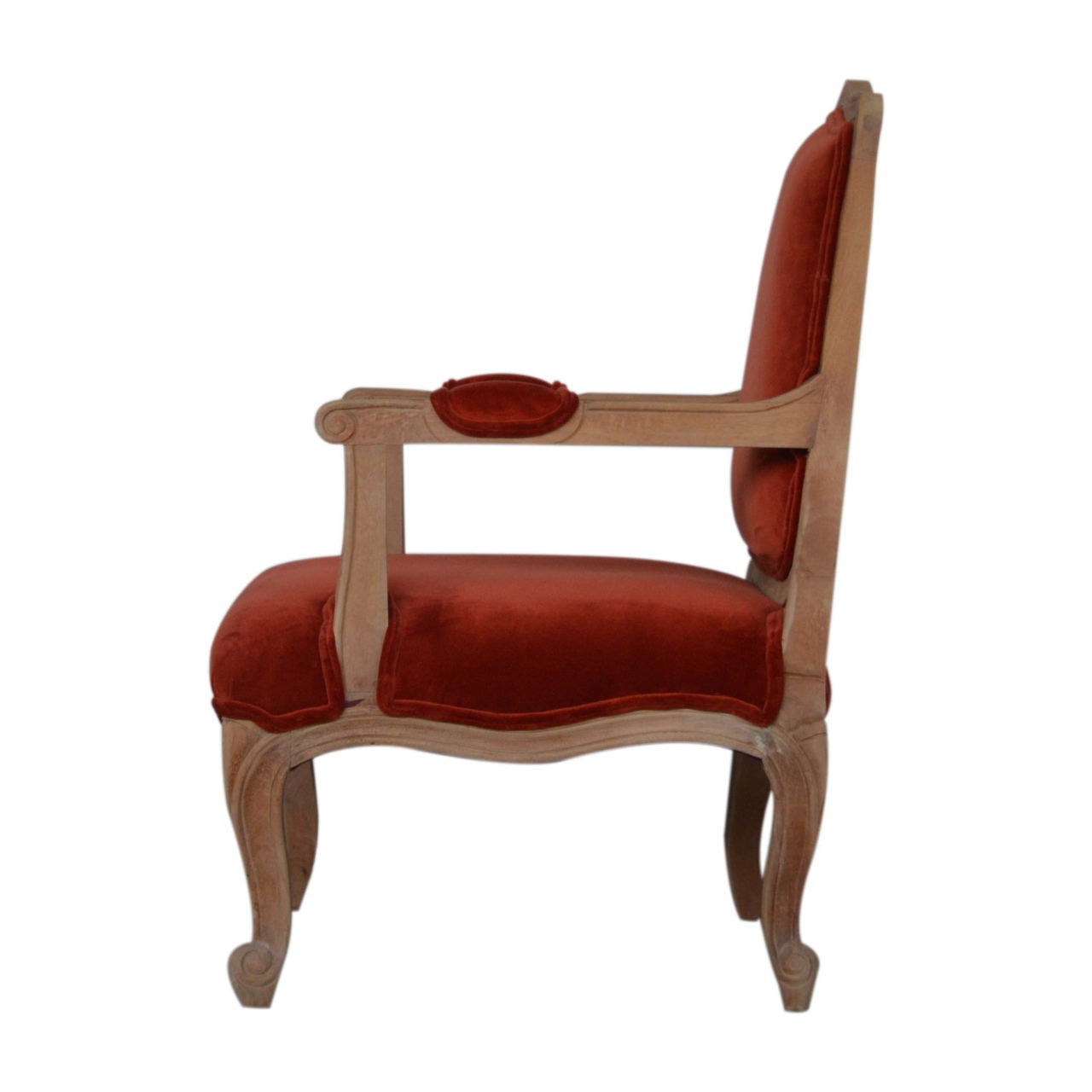 Brick Red Velvet French Style Chair - Image 9
