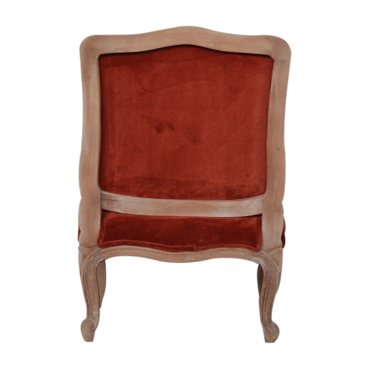 Brick Red Velvet French Style Chair - Image 10