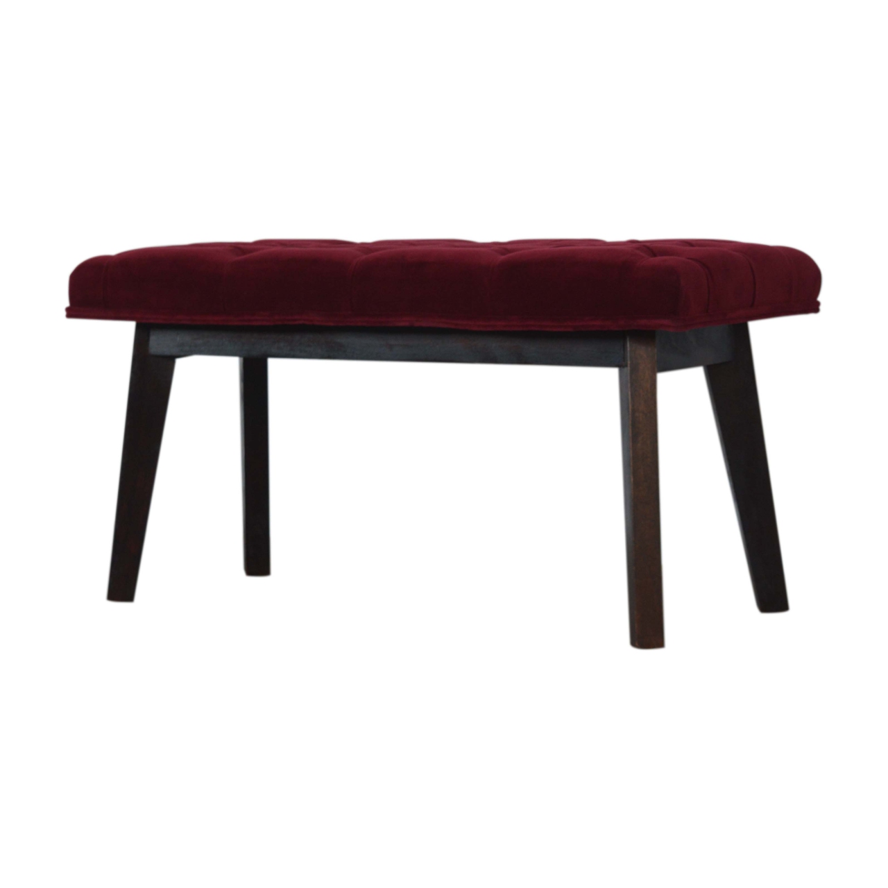 Wine Red Velvet Hallway Bench - Image 3