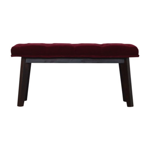 Wine Red Velvet Hallway Bench - Image 10