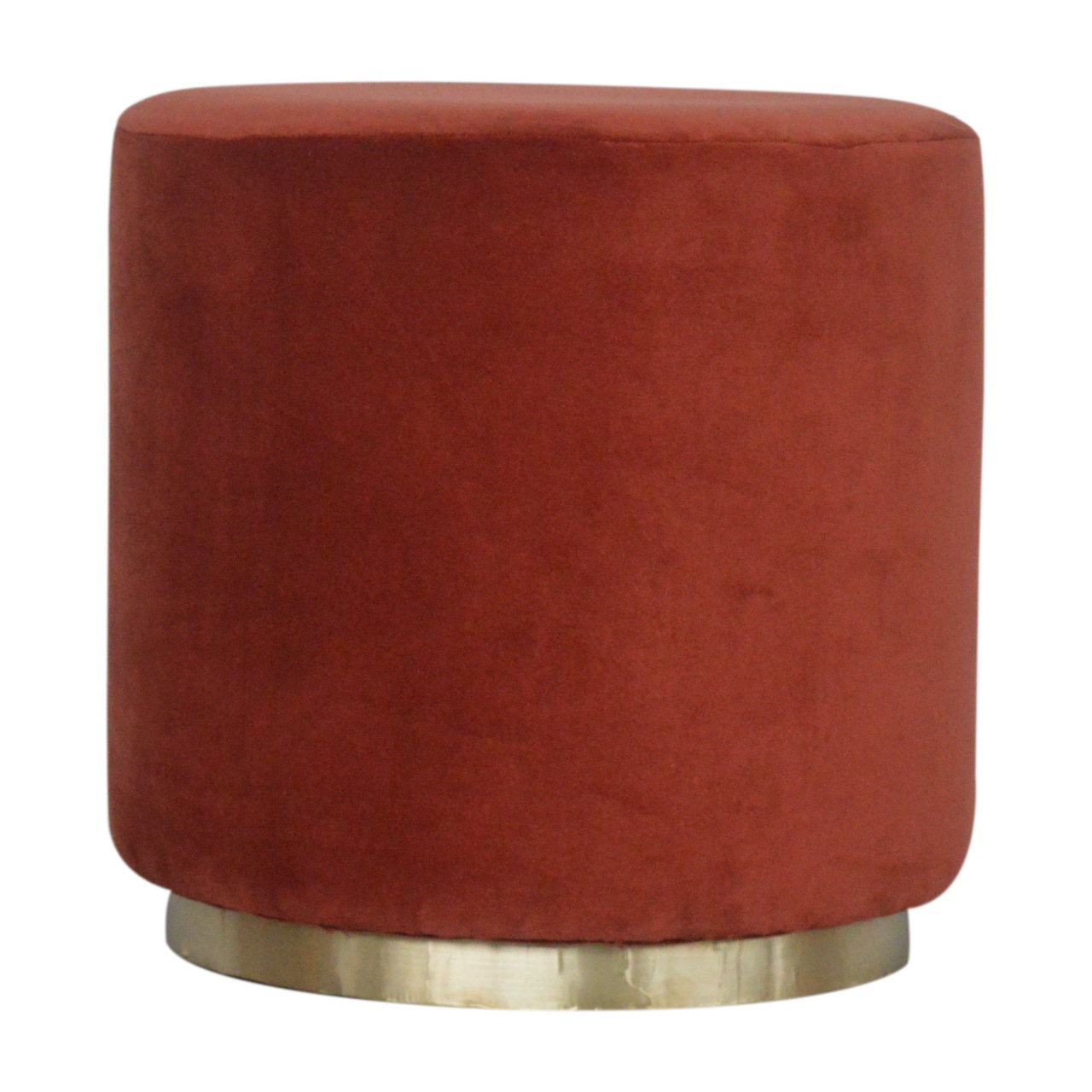 Brick Red Velvet Gold Footstool - Image 2