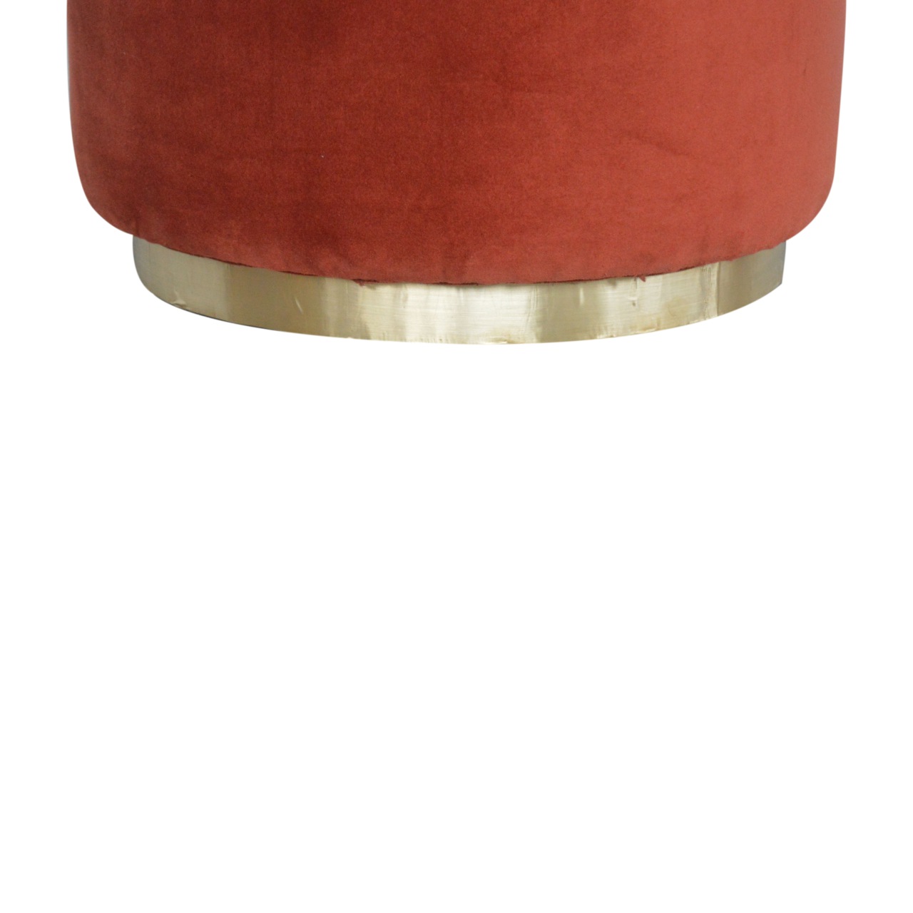 Brick Red Velvet Gold Footstool - Image 8
