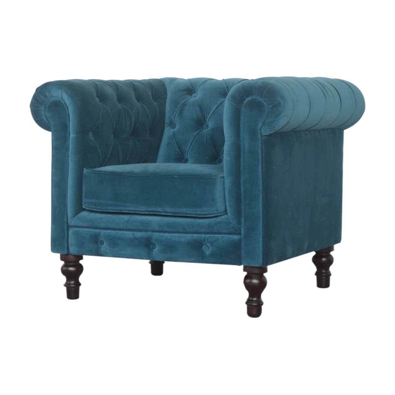 Teal Velvet Chesterfield Armchair - Image 3