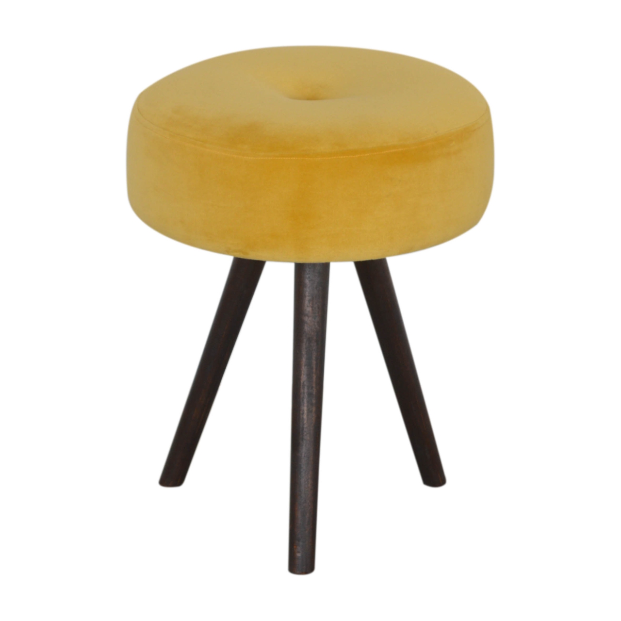 Mustard Velvet Tripod Footstool - Image 2