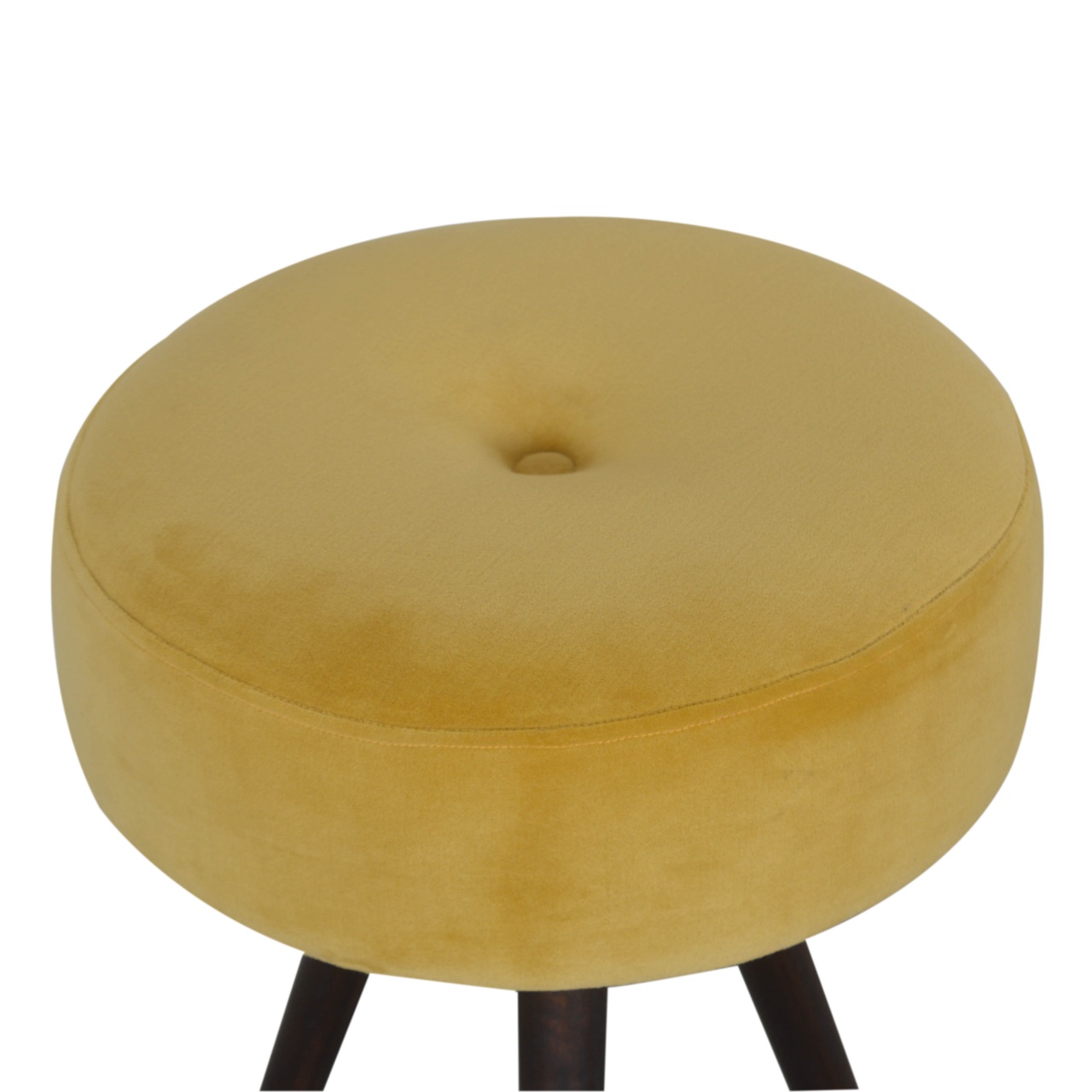 Mustard Velvet Tripod Footstool - Image 3