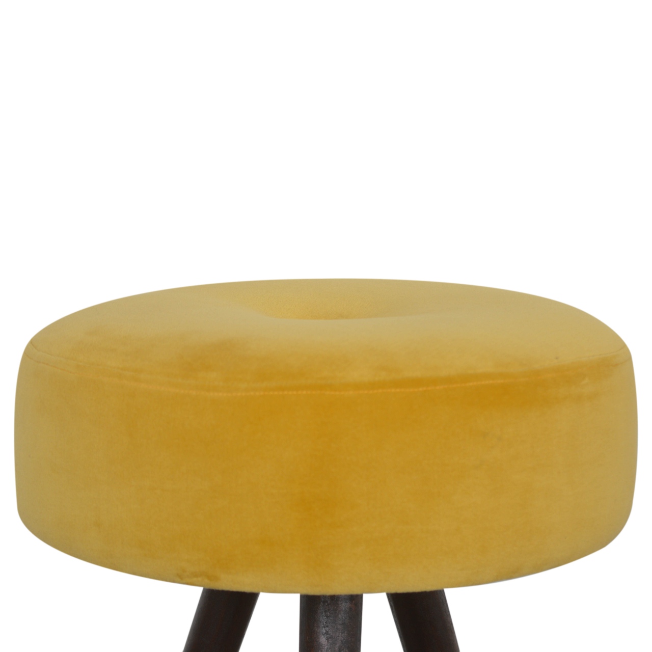 Mustard Velvet Tripod Footstool - Image 6