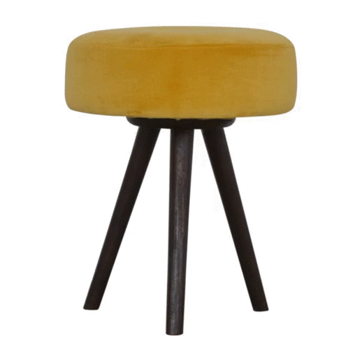Mustard Velvet Tripod Footstool - Image 9