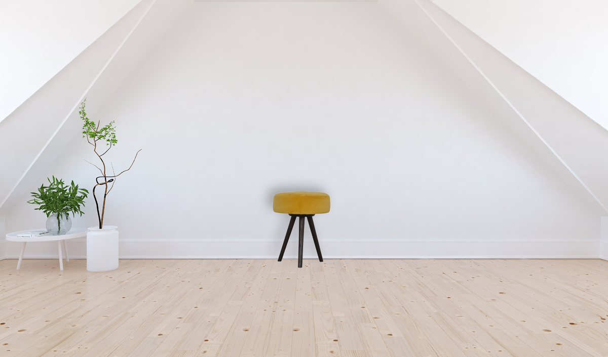 Mustard Velvet Tripod Footstool - Image 10