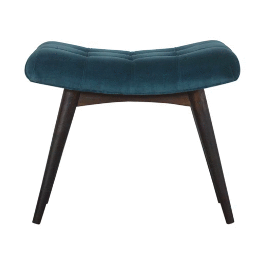 Teal Cotton Velvet Curved Bench - Image 10