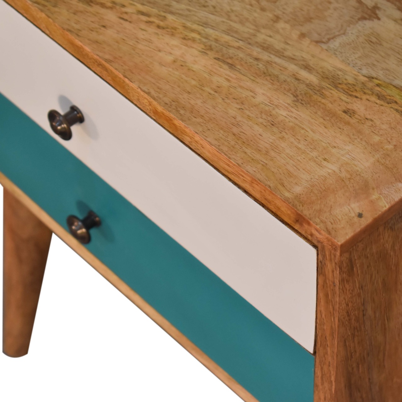 Teal Modern Solid Wood Bedside - Image 4