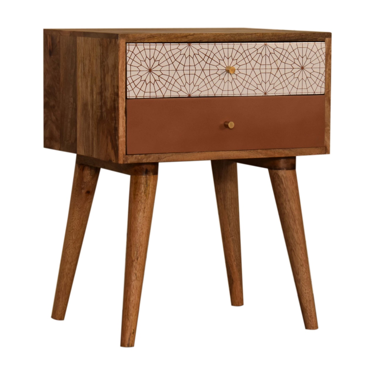Brick Red Patterned Bedside - Image 2