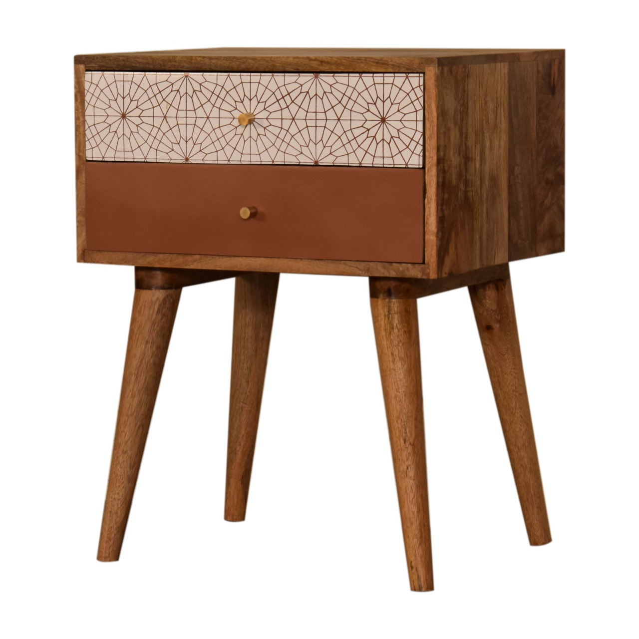 Brick Red Patterned Bedside - Image 3
