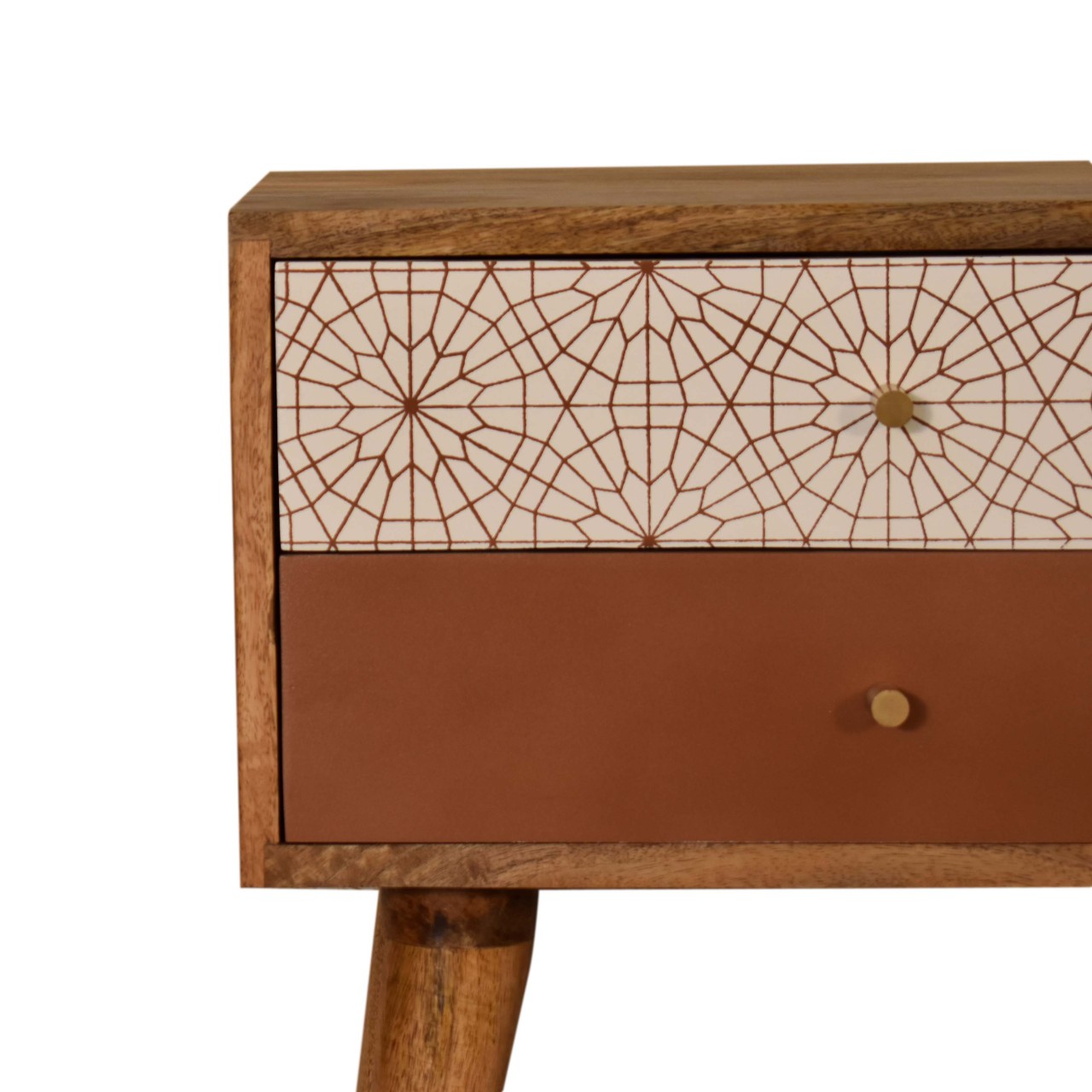 Brick Red Patterned Bedside - Image 4
