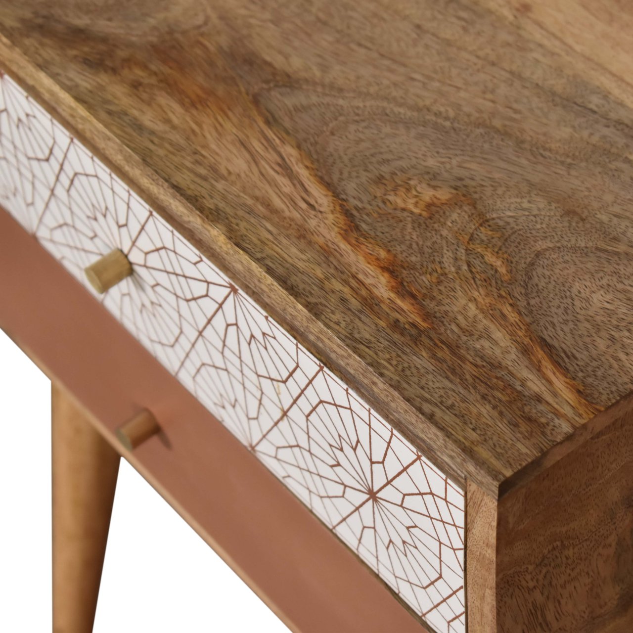 Brick Red Patterned Bedside - Image 6