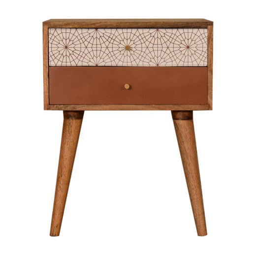 Brick Red Patterned Bedside - Image 10