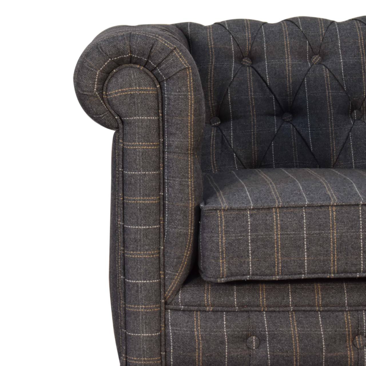 Pewter Tweed Chesterfield Armchair - Image 5
