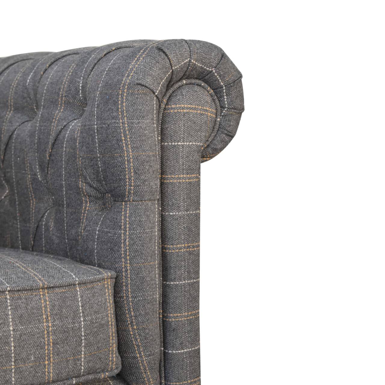 Pewter Tweed Chesterfield Armchair - Image 6