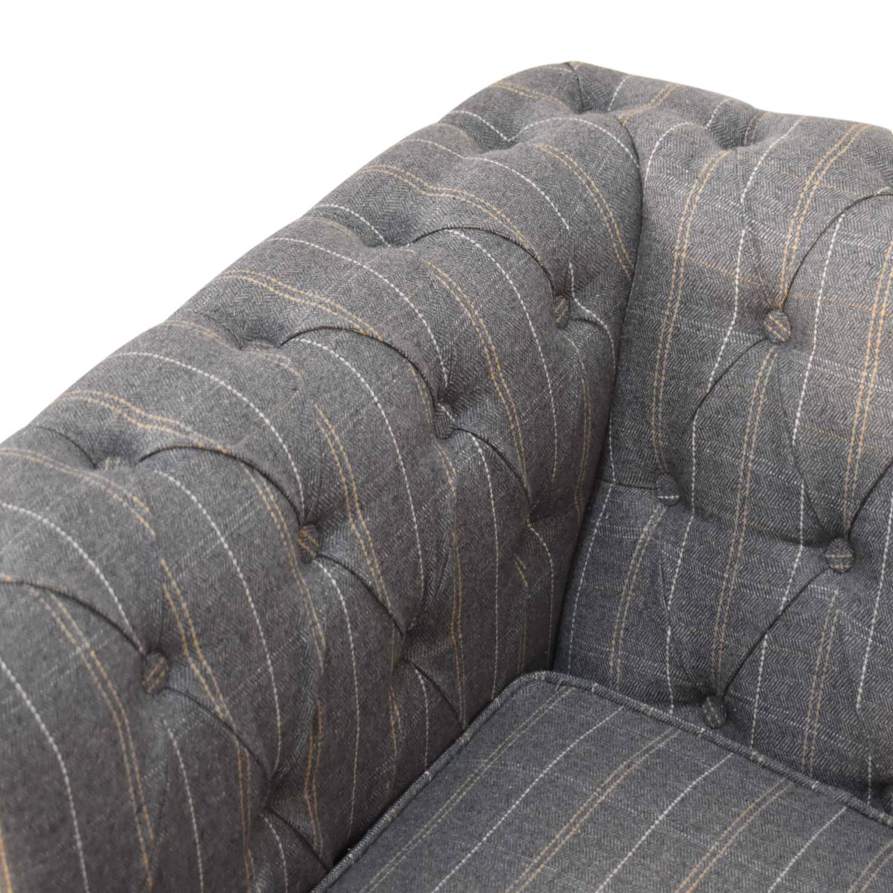 Pewter Tweed Chesterfield Armchair - Image 7