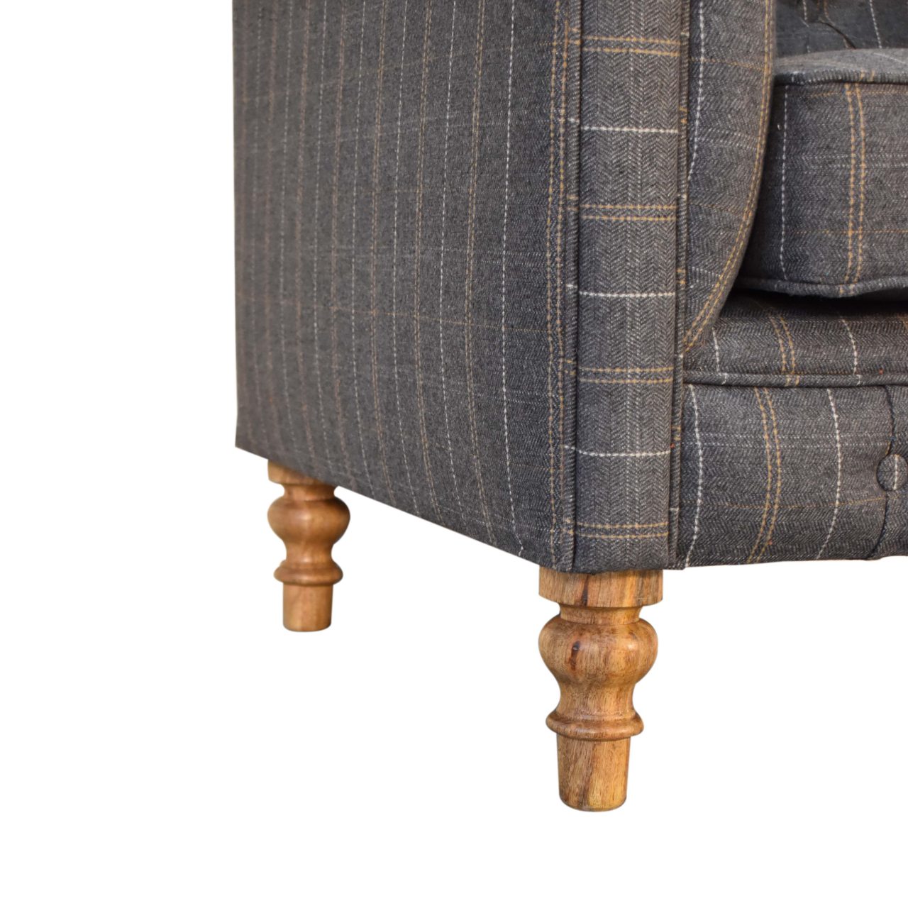 Pewter Tweed Chesterfield Armchair - Image 8