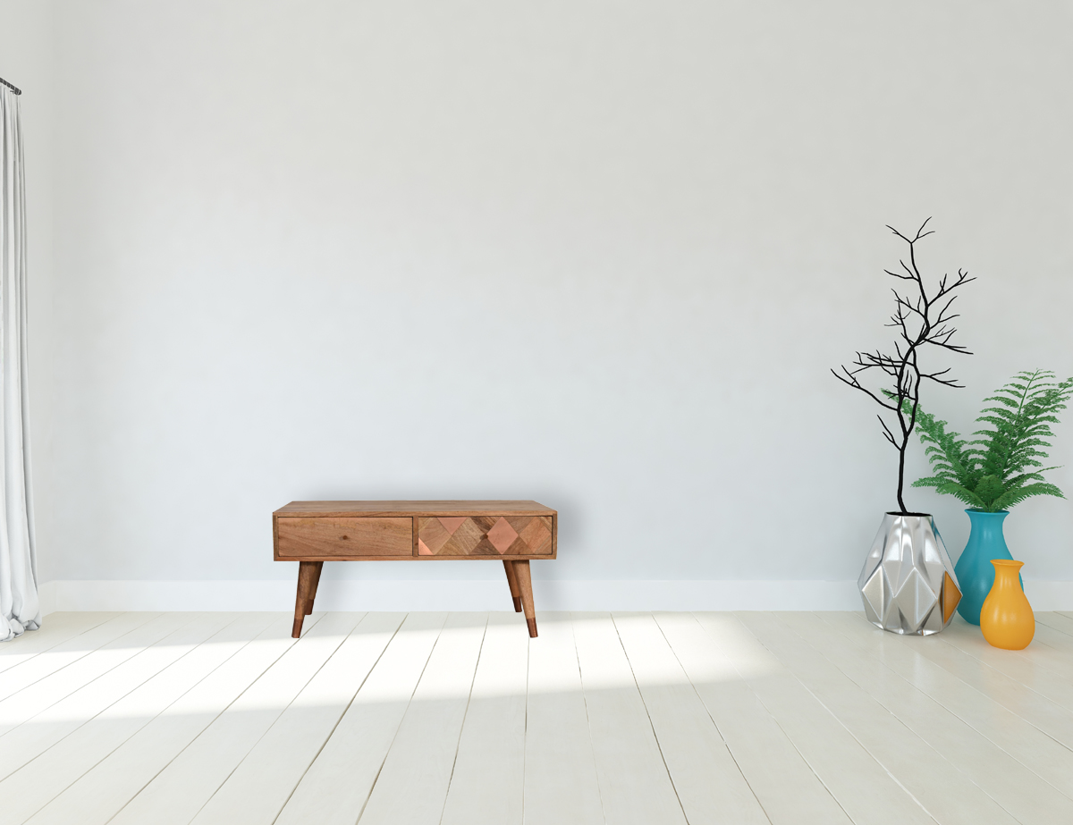 Oak-ish Copper Inlay Coffee Table - Image 12