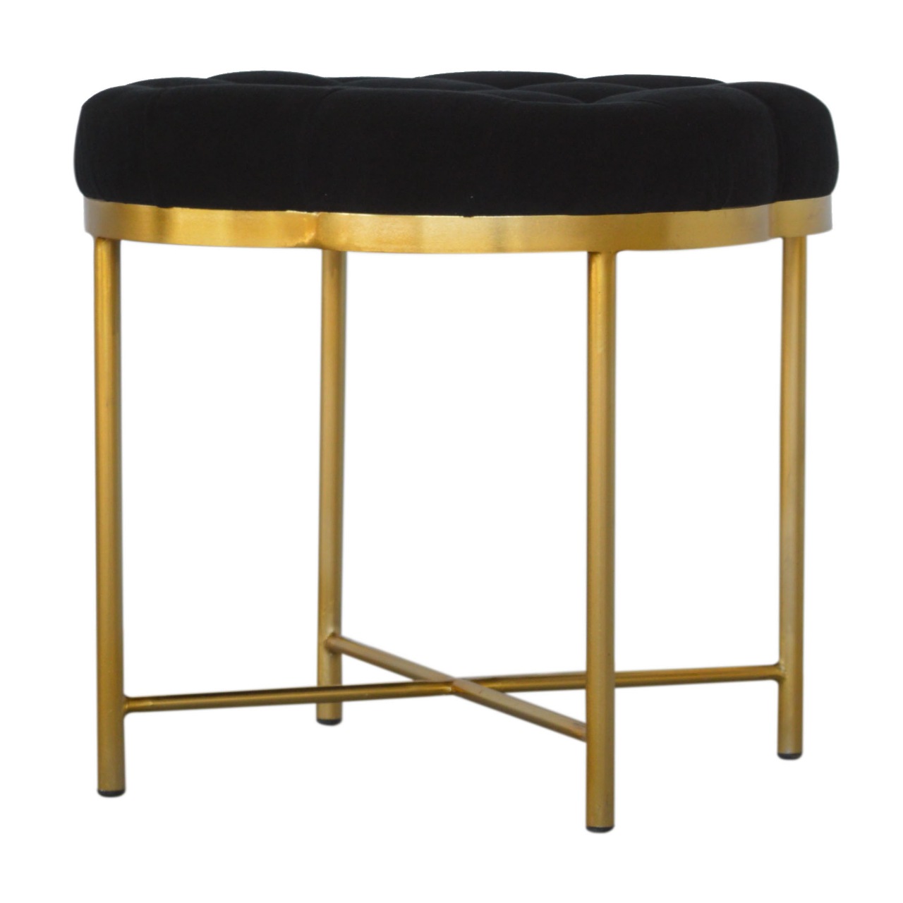 Clover Black Velvet Footstool - Image 3