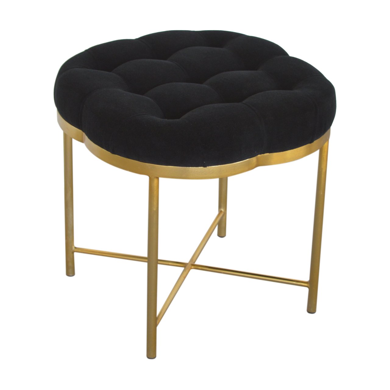 Clover Black Velvet Footstool - Image 5
