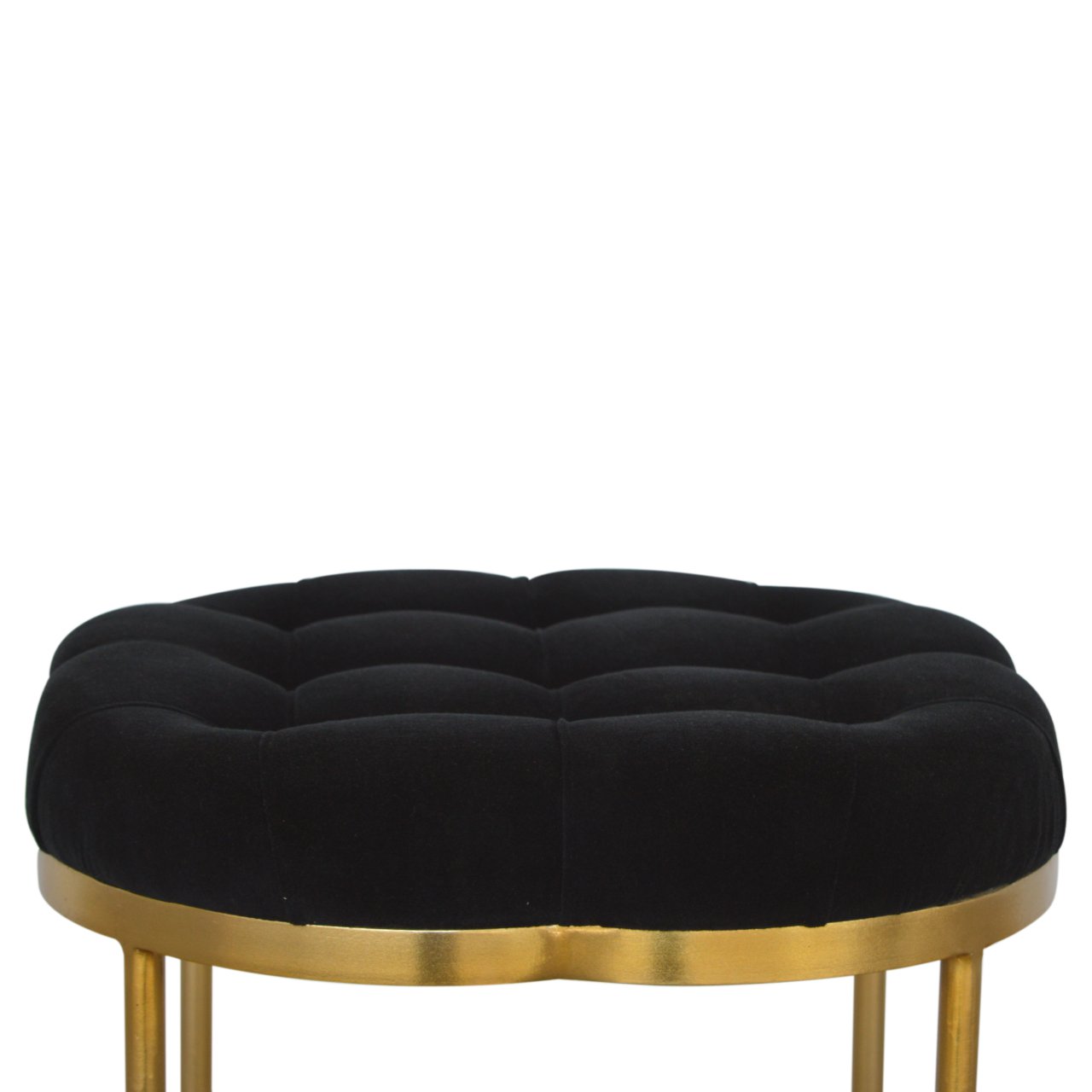 Clover Black Velvet Footstool - Image 6
