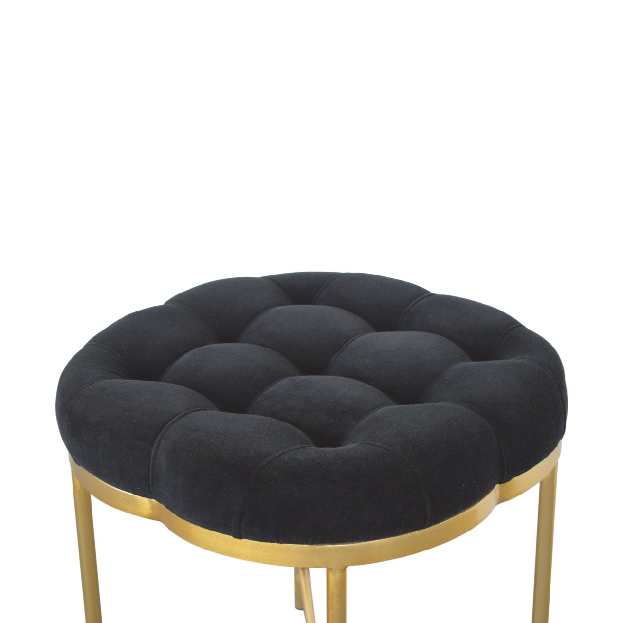 Clover Black Velvet Footstool - Image 7