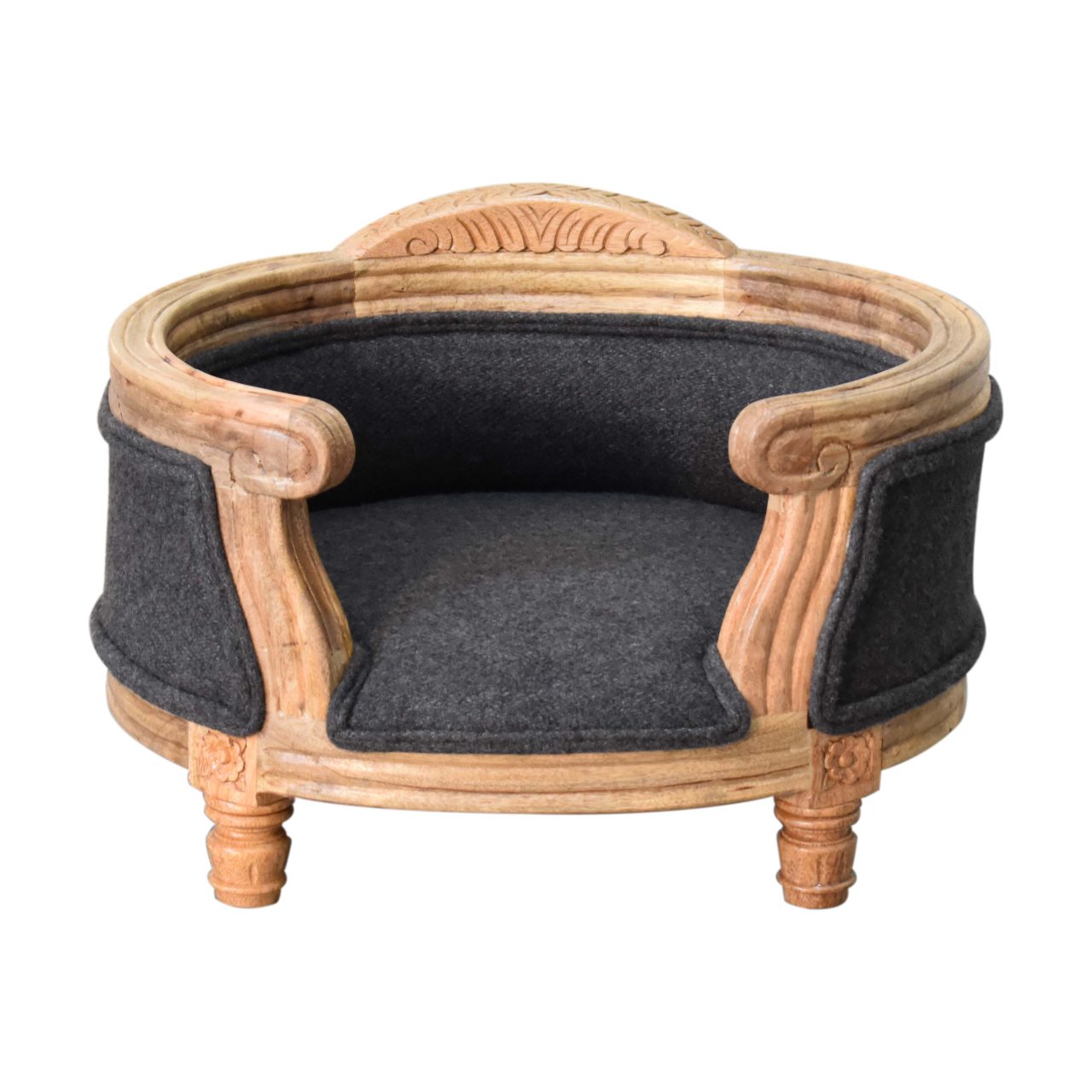Carved Battleship Tweed Pet Bed - Image 2
