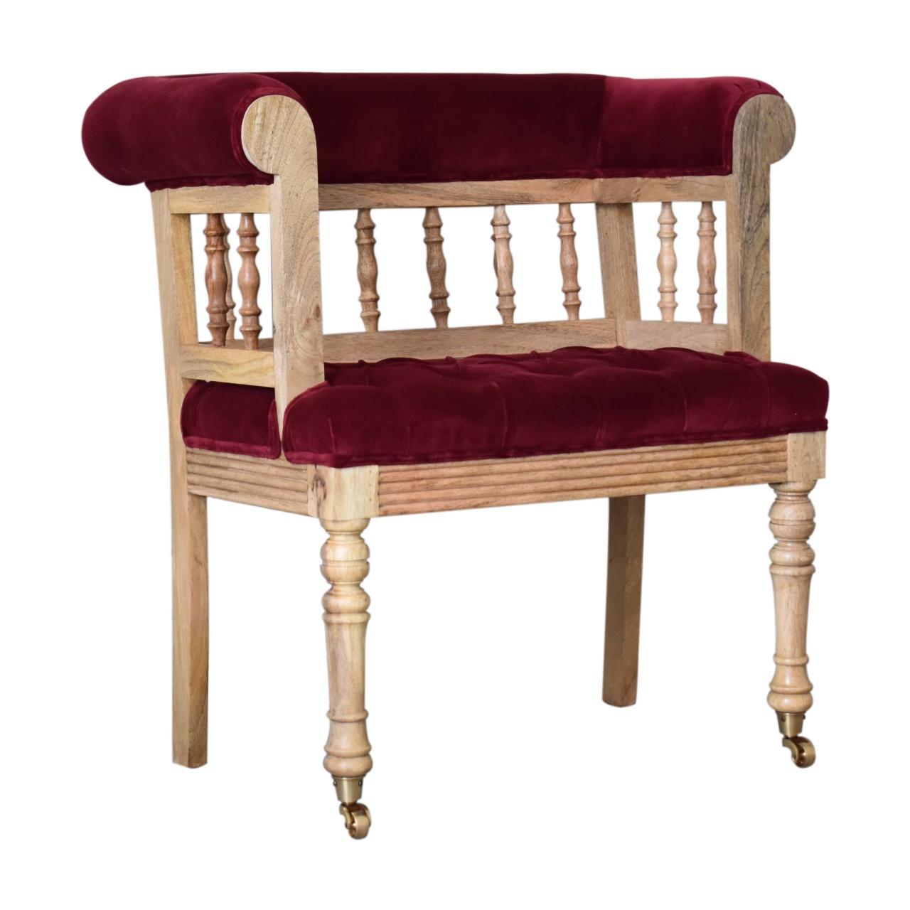 Wine Red Mini Deep Button Bench - Image 3