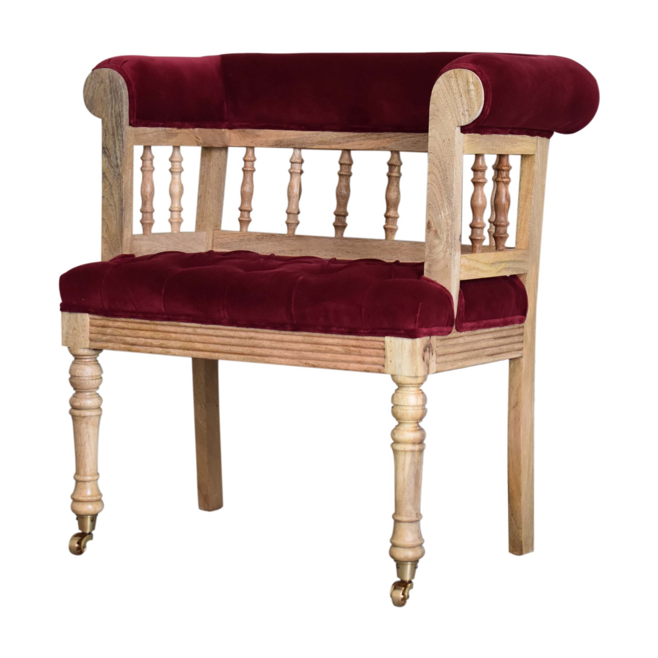 Wine Red Mini Deep Button Bench - Image 4