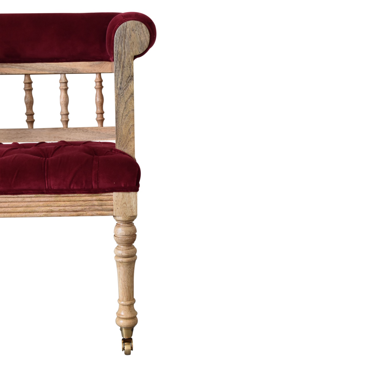 Wine Red Mini Deep Button Bench - Image 5