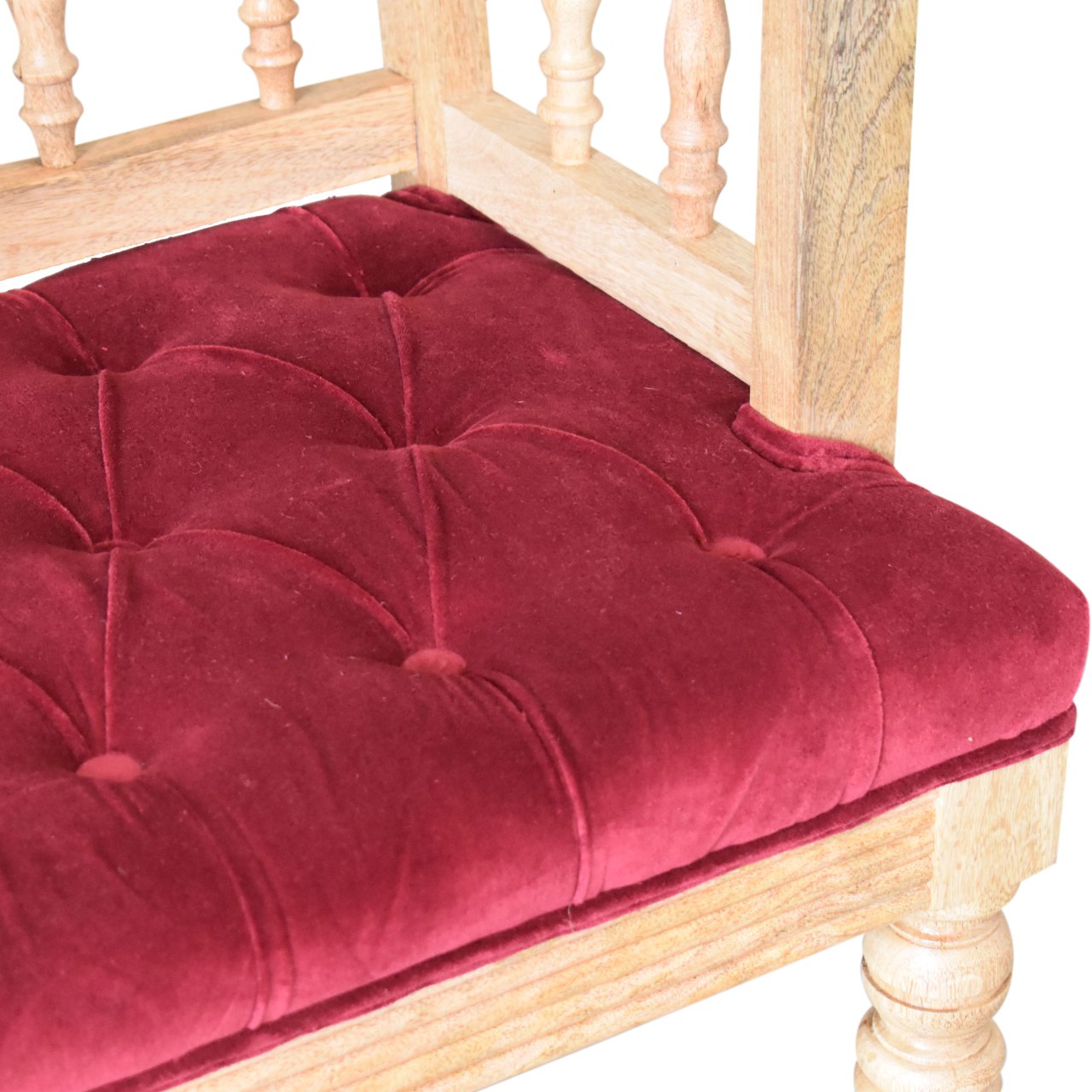 Wine Red Mini Deep Button Bench - Image 7