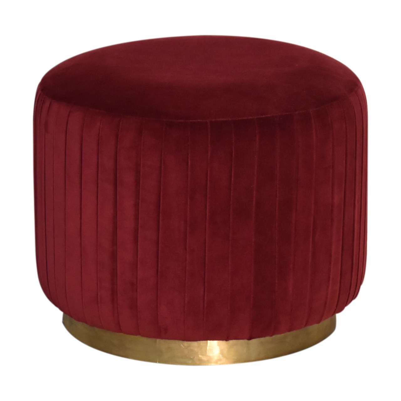 Wine Velvet Pleated Footstool - Image 2