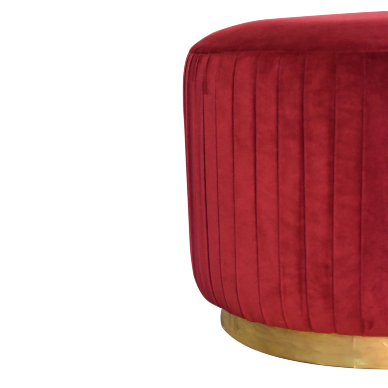 Wine Velvet Pleated Footstool - Image 3
