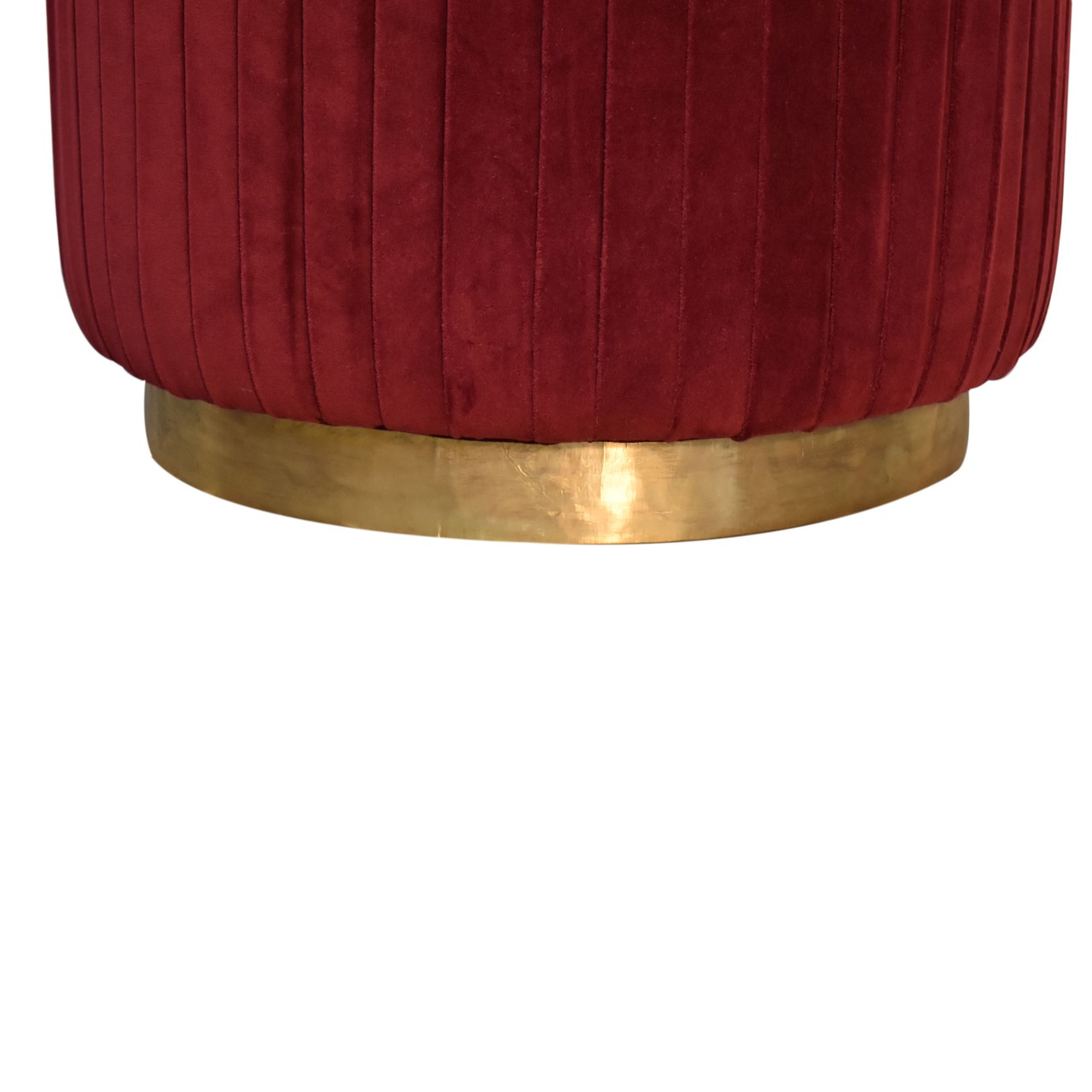 Wine Velvet Pleated Footstool - Image 5