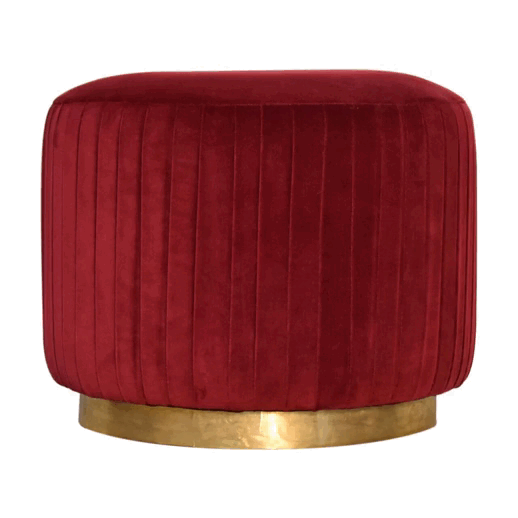 Wine Velvet Pleated Footstool - Image 8