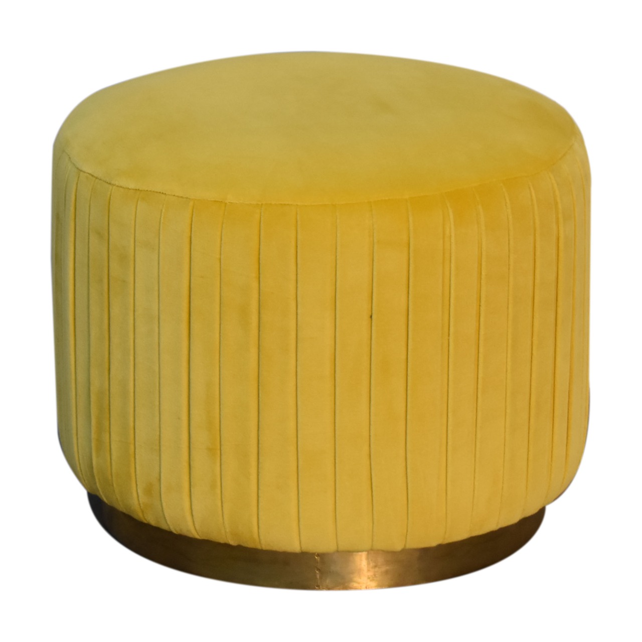 Mustard Velvet Pleated Footstool - Image 2