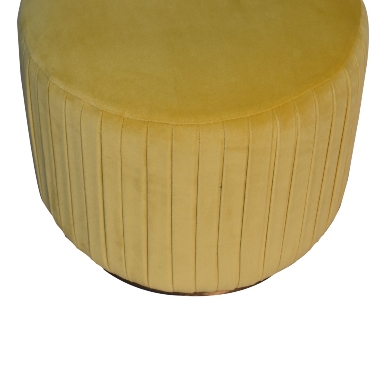 Mustard Velvet Pleated Footstool - Image 3