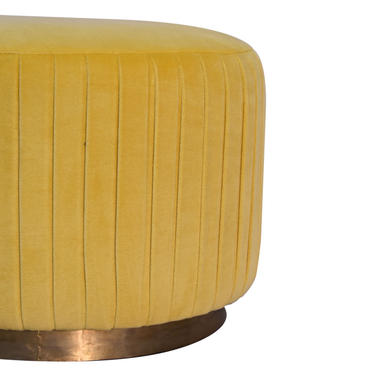 Mustard Velvet Pleated Footstool - Image 4