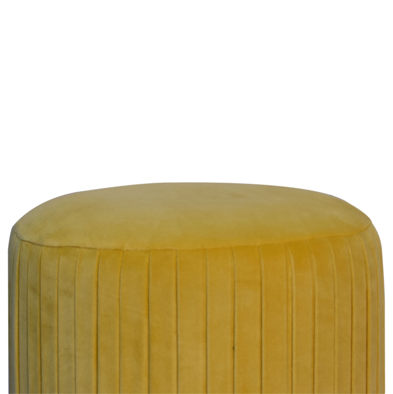Mustard Velvet Pleated Footstool - Image 5