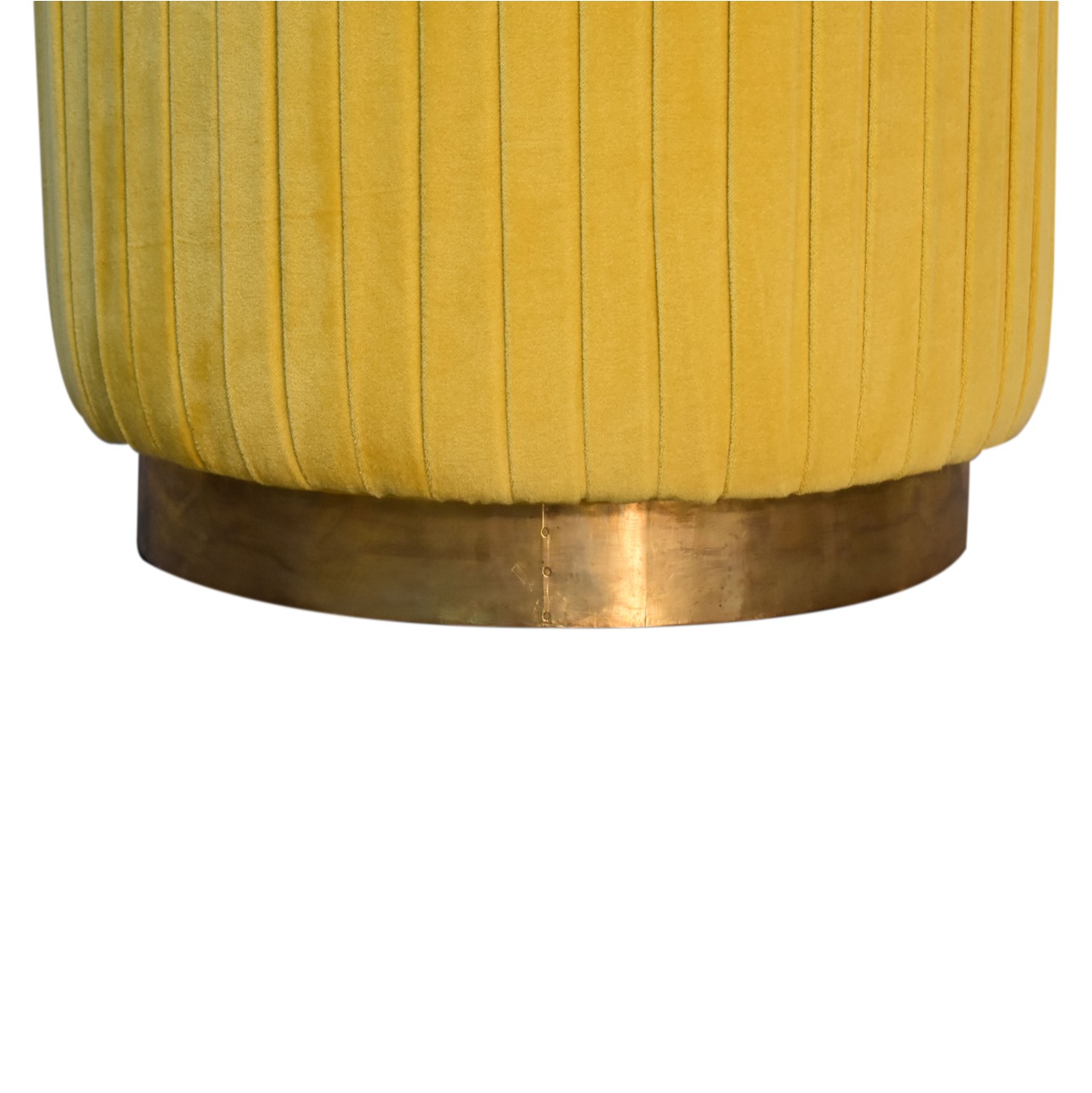 Mustard Velvet Pleated Footstool - Image 6