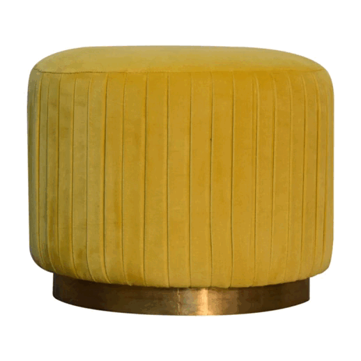 Mustard Velvet Pleated Footstool - Image 8