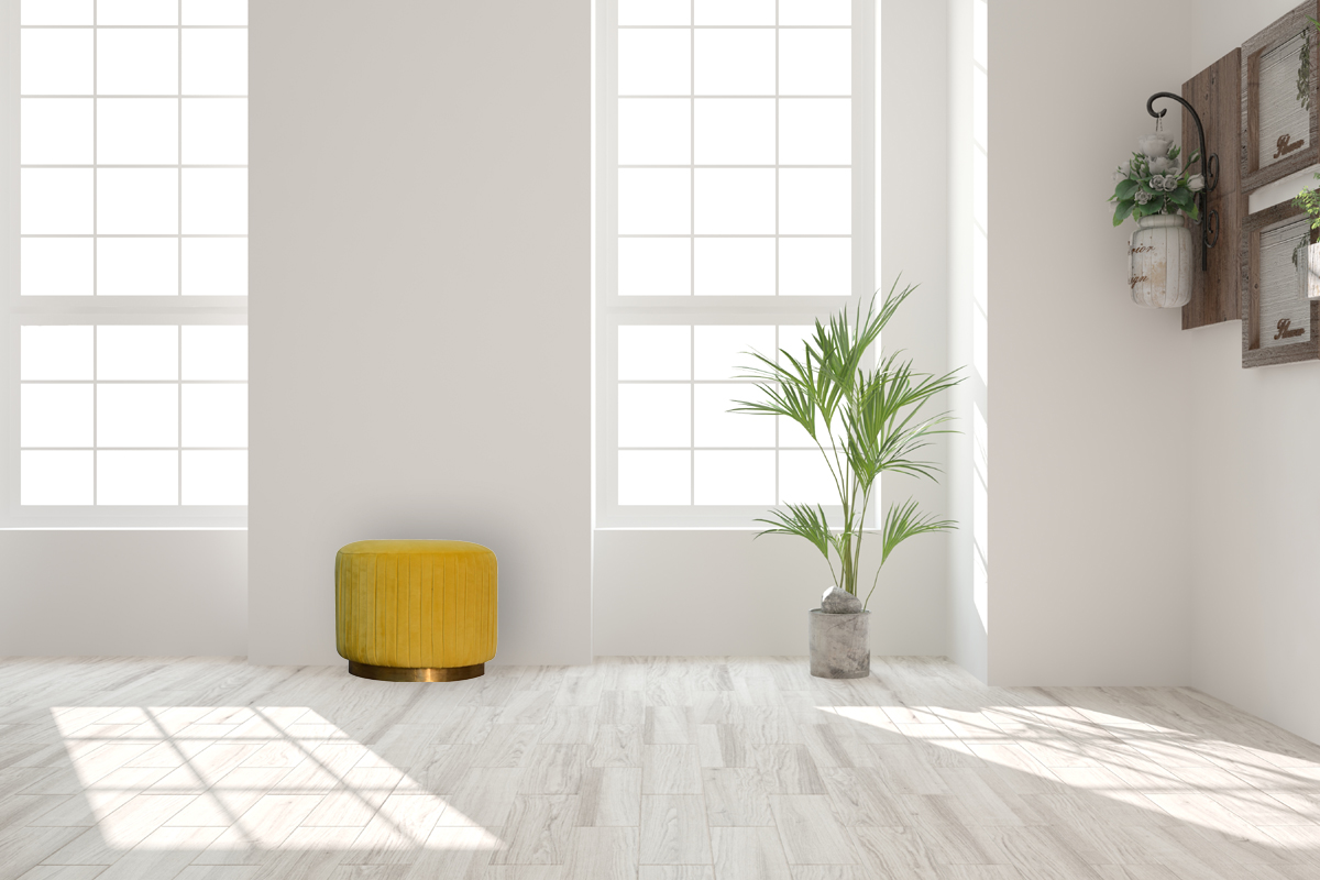 Mustard Velvet Pleated Footstool - Image 9