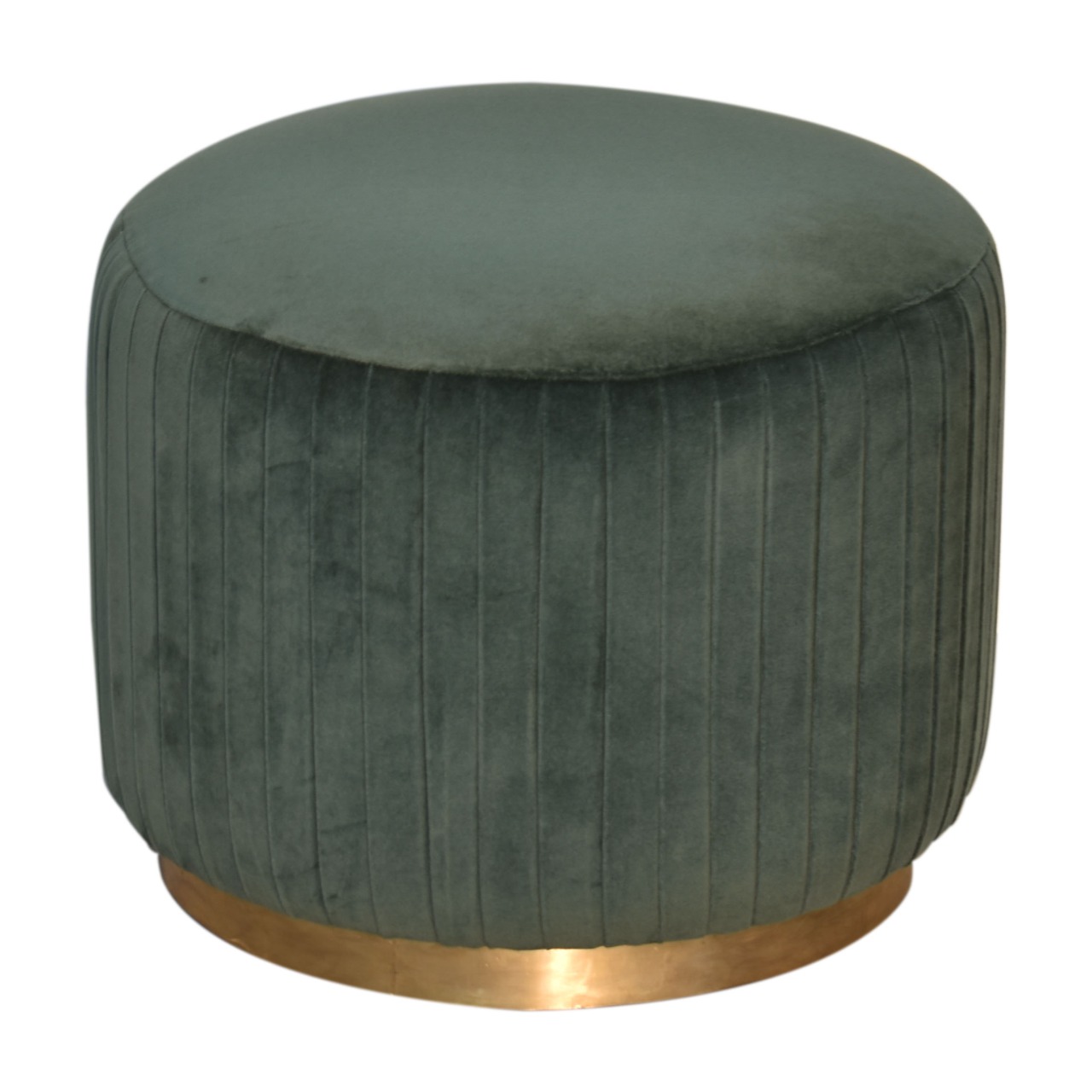 Emerald Velvet Pleated Footstool - Image 2