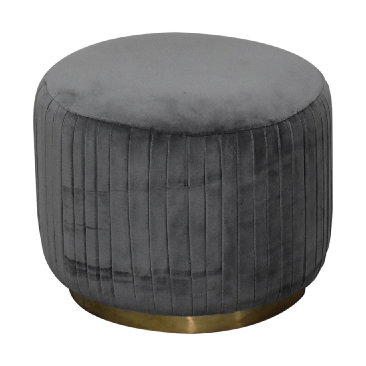 Grey Velvet Pleated Footstool - Image 3