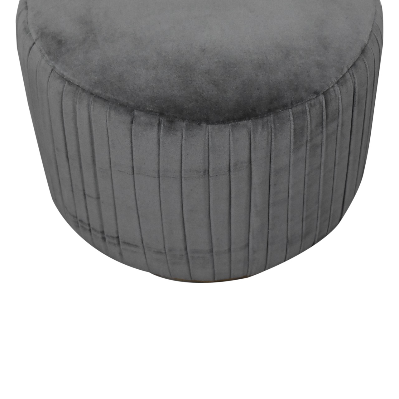 Grey Velvet Pleated Footstool - Image 6
